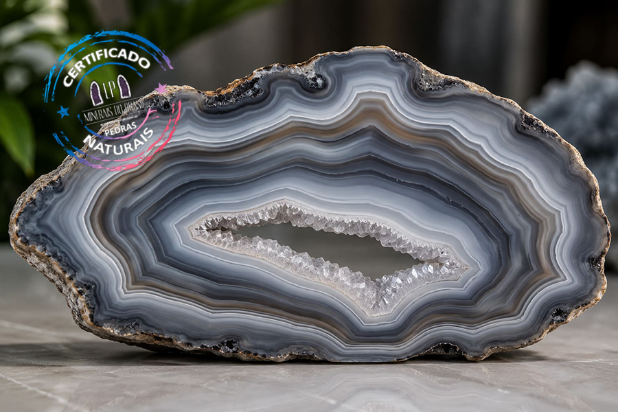 Ágata Natural Cinza: por que essa pedra simboliza estabilidade e equilíbrio?